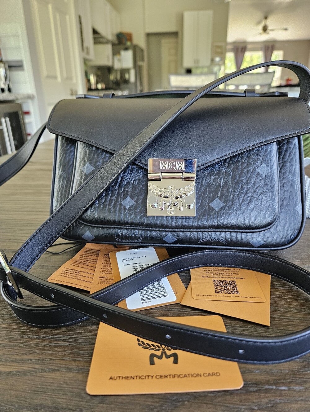 MCM NWT Tracy Black Leather Bag with NWT Tracy Wallet